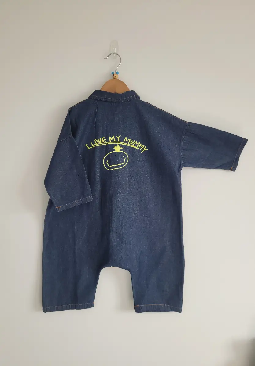 Childrens oversized denim boilersuit 9-12 months