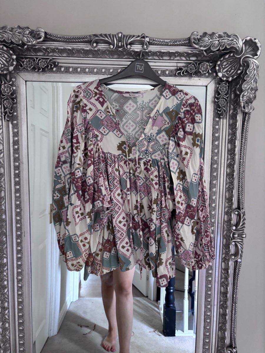 Tu women’s boho style peasant balloon sleeve festival blouse size 14