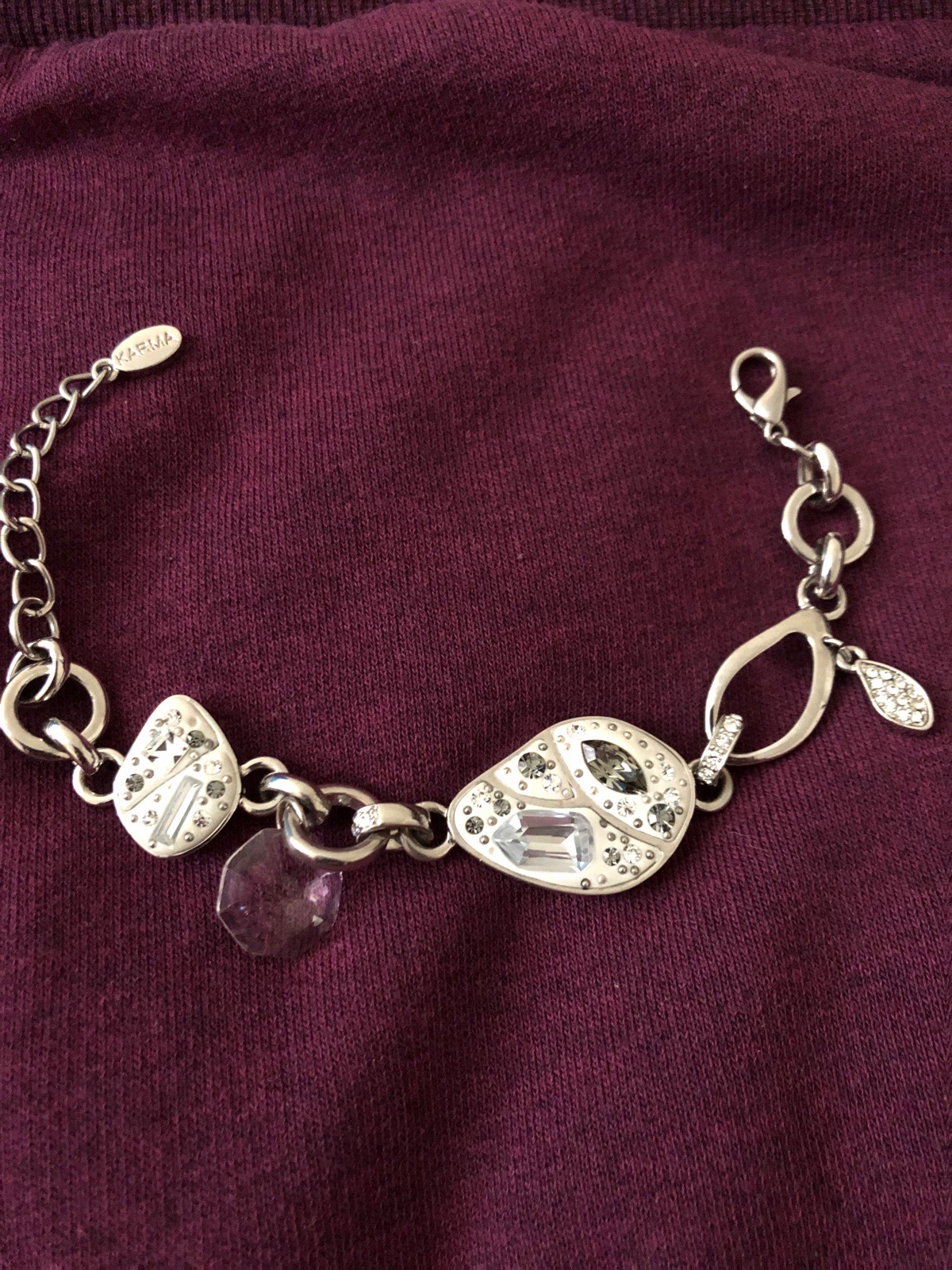 White and silver chunky charm bracelet