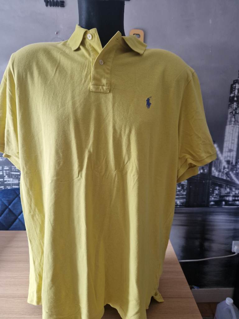 Polo Ralph Lauren Mens Classic Fit Polo Shirt in Bright Yellow. 115