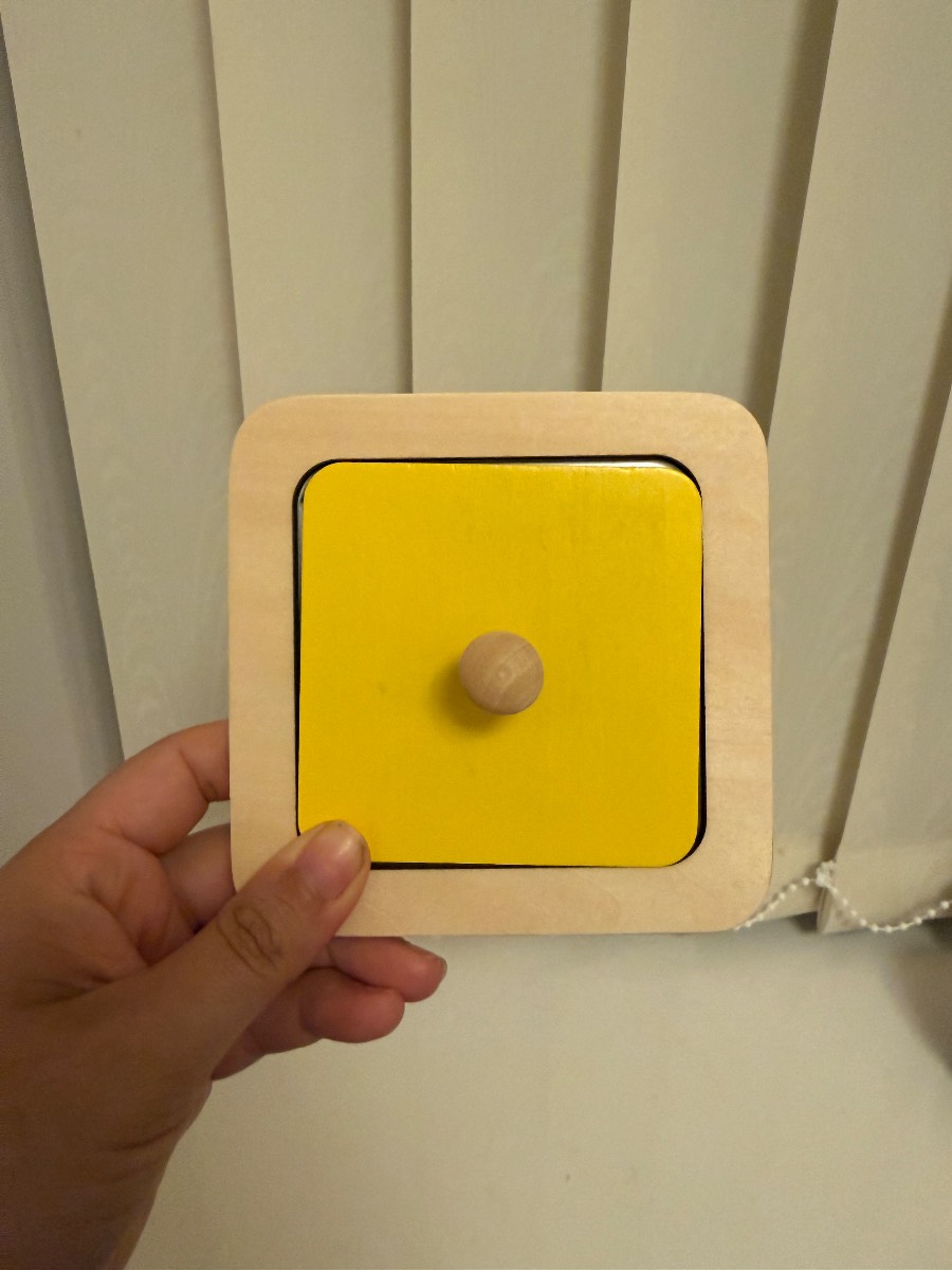 Montessori Wooden Mirror Square Puzzle with Knob | Sensory Learning Toy
