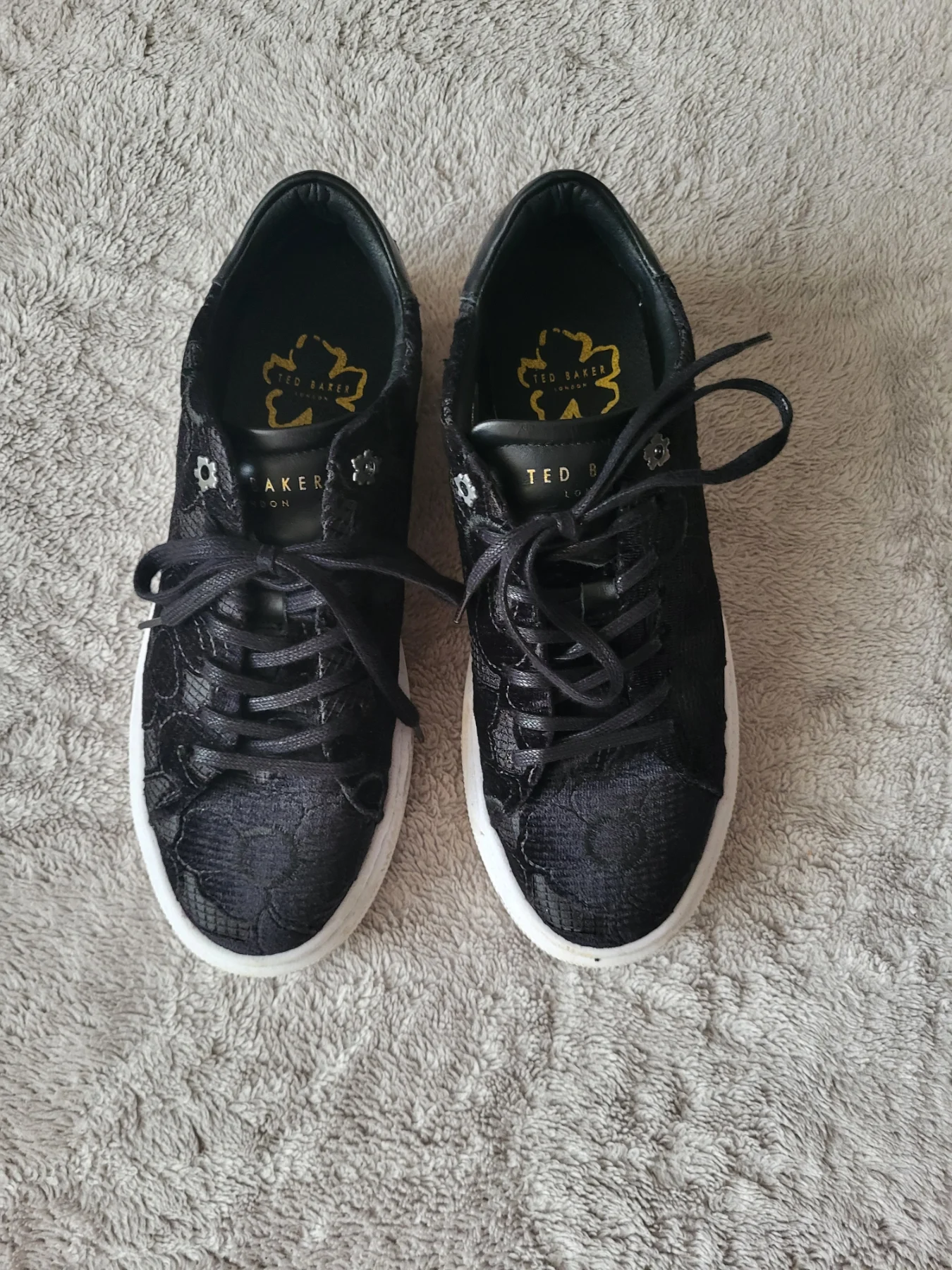 Ted Baker, floral platform velvet sneaker, size 6 UK