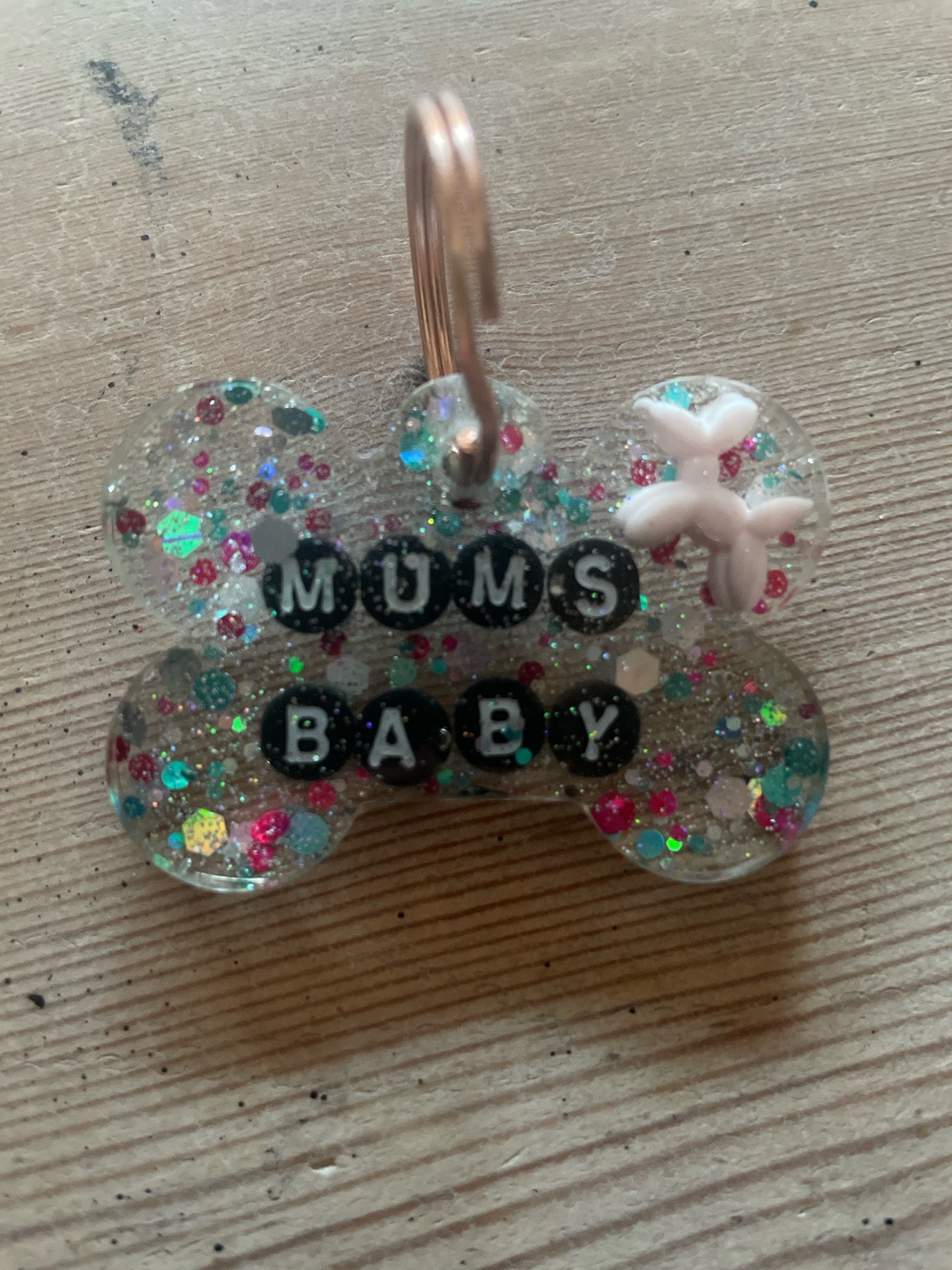 Cute dogTag - pet collar charm - mums baby - black and white and glittery