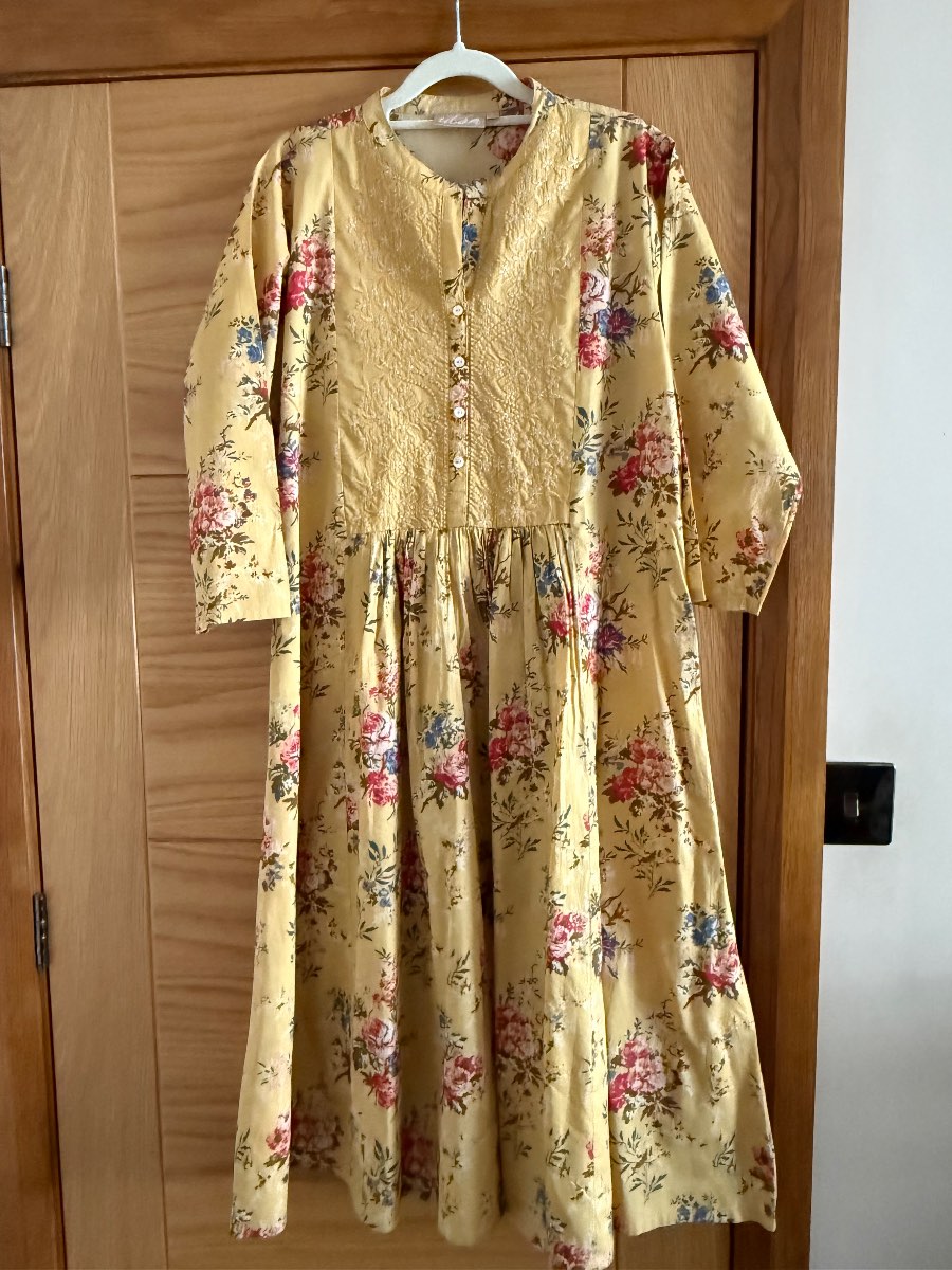 Yellow floral frock dress indian utsa summer pretty