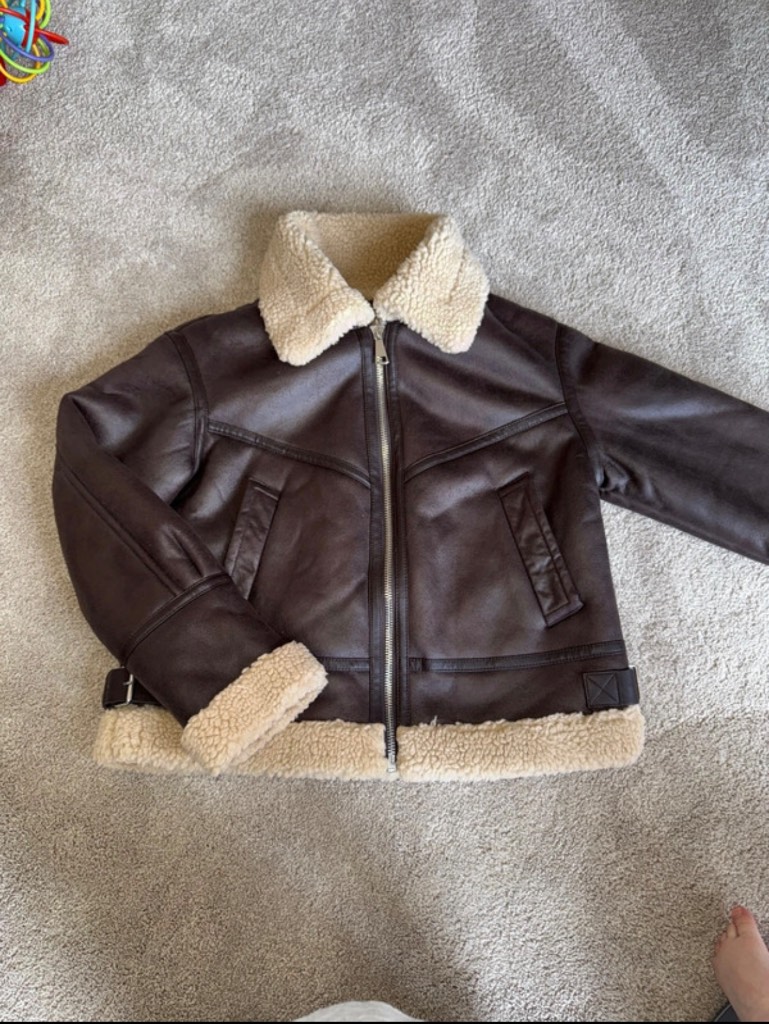 Brown fleece lined zip up jacket