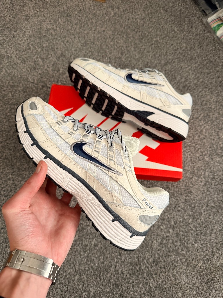 Nike P-6000 White & Navy Blue - Size 7 - Brand New