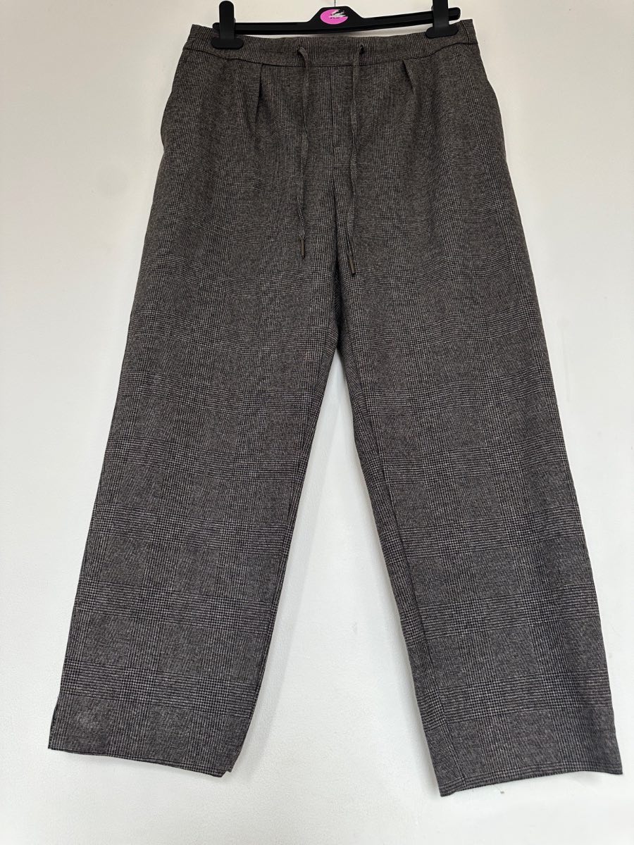 ZARA Grey Check Drawstring Smart Trousers | EUR 36 / UK 8 | Cropped Office Casual Pants