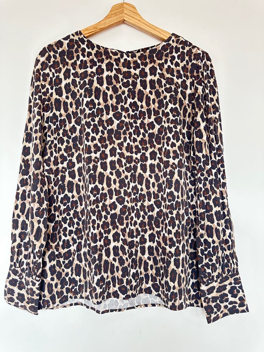 NEXT Leopard Print Long Sleeve Blouse UK 14 Animal Print Smart Casual Office Top
