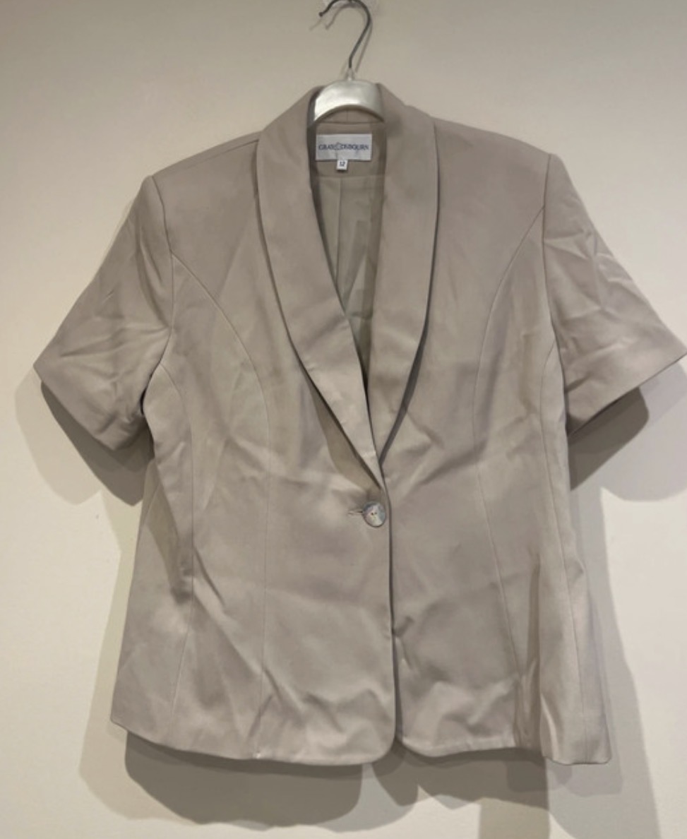 Vintage Beige Short Sleeve Blazer from Gray & Osbourn, Size 12