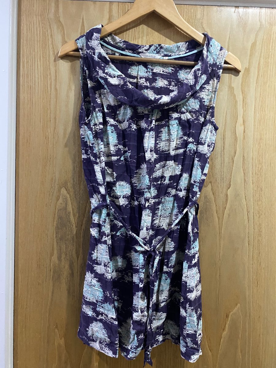 White Stuff Purple, Cream & Turquoise Sleeveless Tunic Size 12