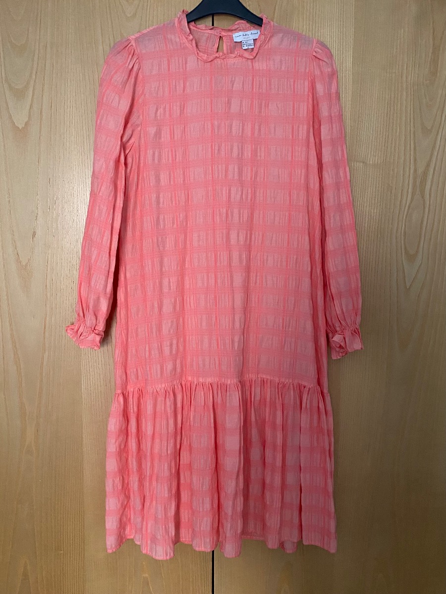 Never Fully Dressed Coral Frill Neck Drop Waist Dress Size 14