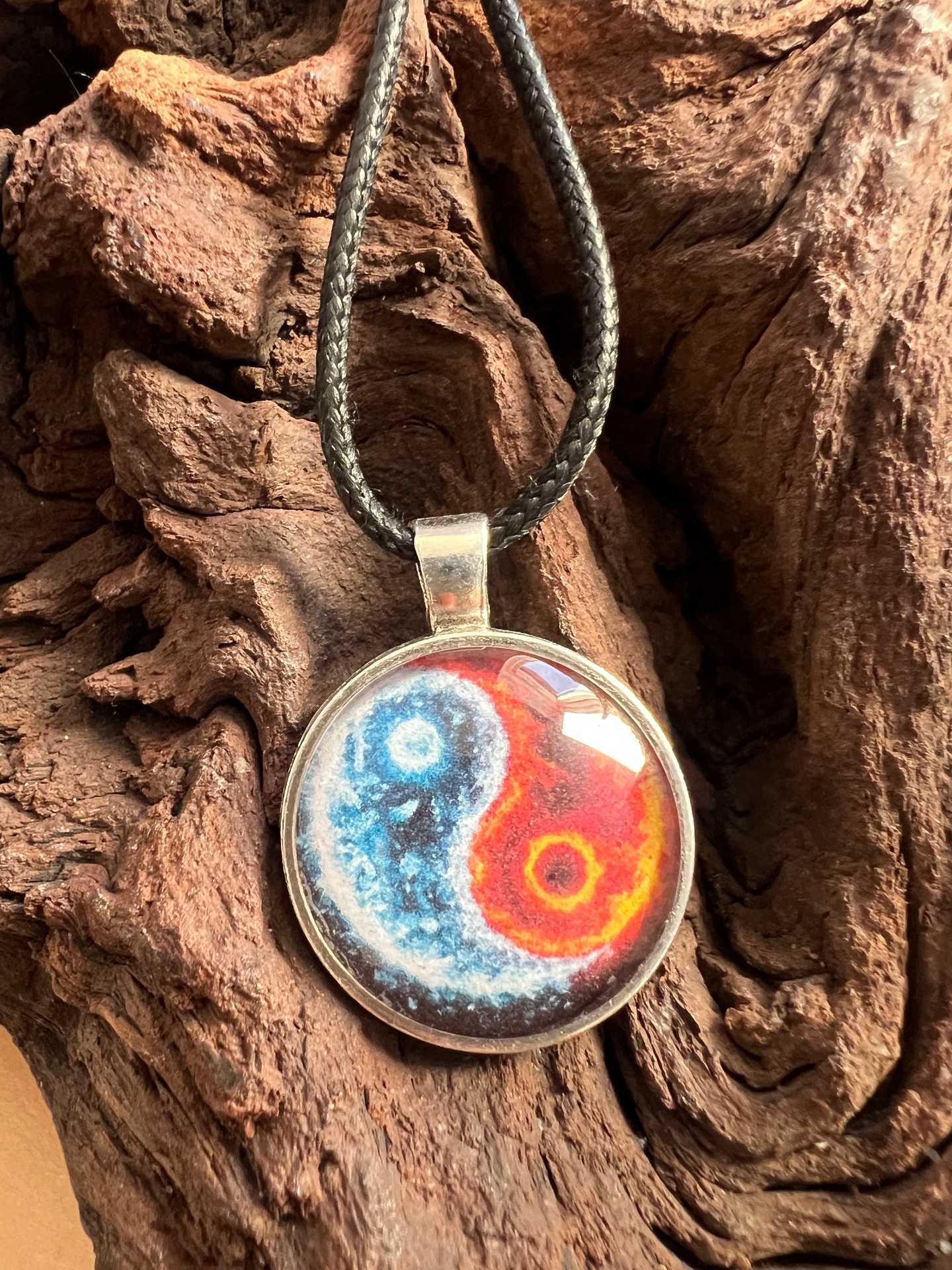 Yin Yang glass handmade necklace