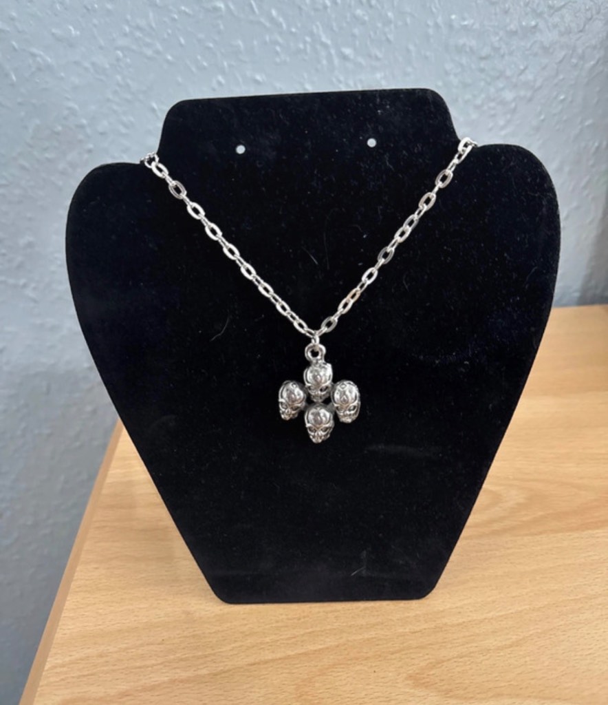 Silver colour skull necklace