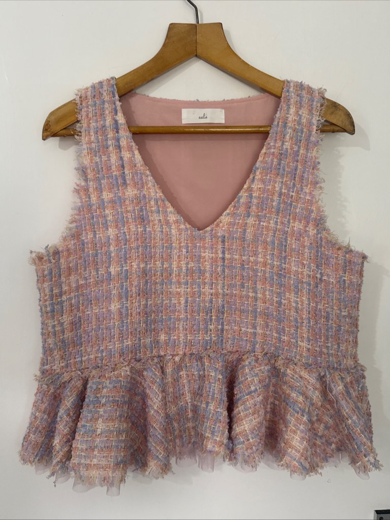 Aalis Pastel Bouclé Peplum ladies Top UK 12