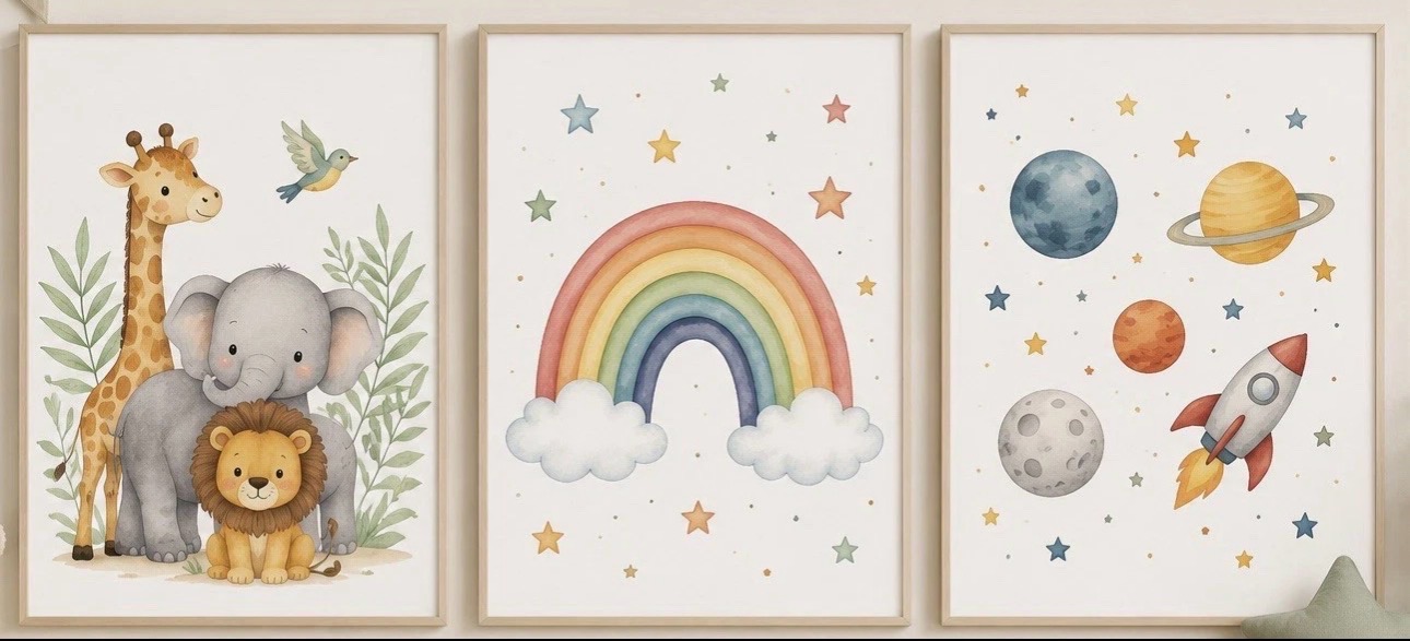 3X A4 nursery wall prints