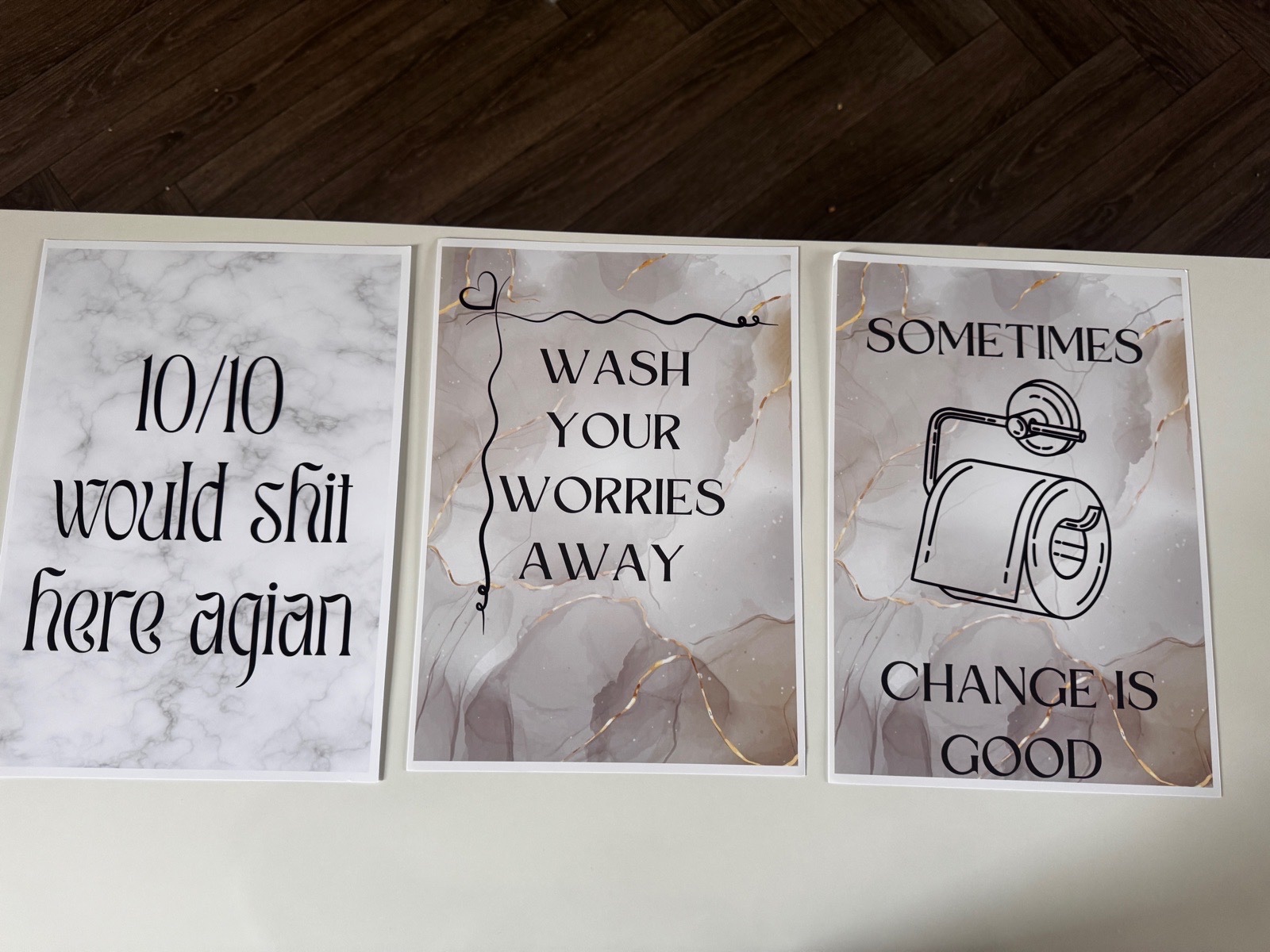 3X bathroom prints