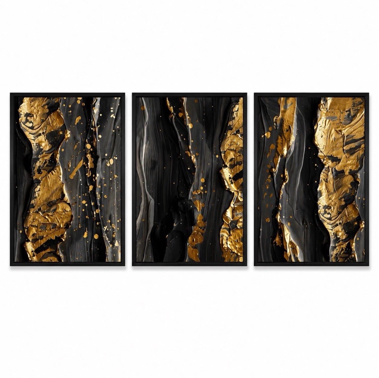 3X A4 black and gold prints