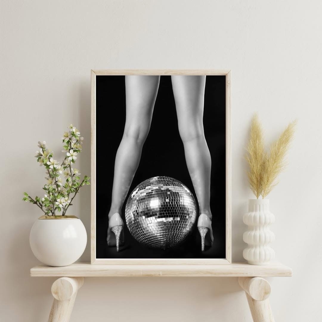 A4 disco ball between legs print