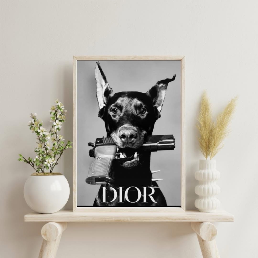 A4 dog with gun print