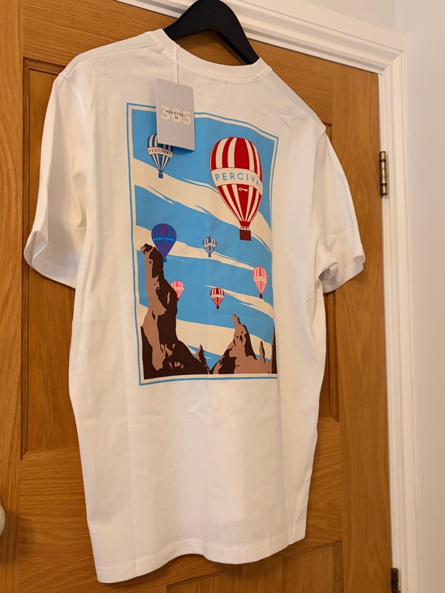 Percival Men's Balloon Graphic T Shirt White Size M 100% Cotton New With Tags