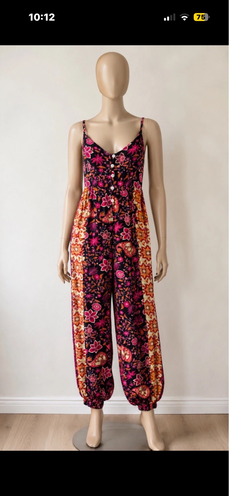 Size 8 Billowing Summer Colourful Floral Print Jumpsuit