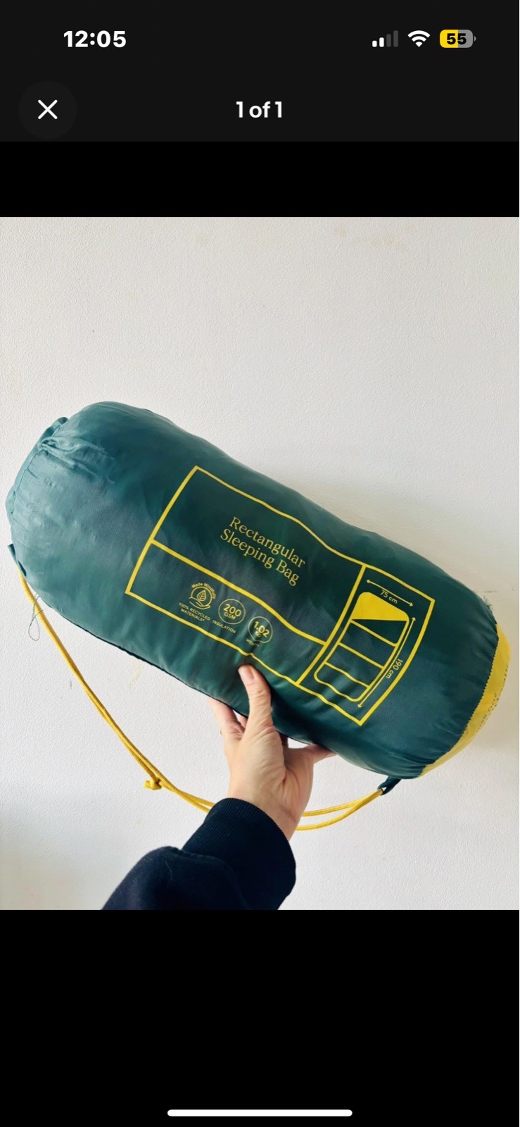 Tesco Outdoor Dark Green Camping Single Rectangle Sleeping Bag