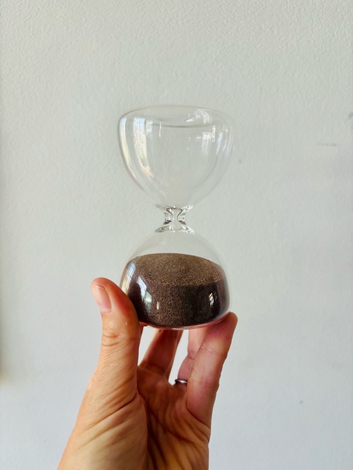 Small IKEA glass sand timer ornament