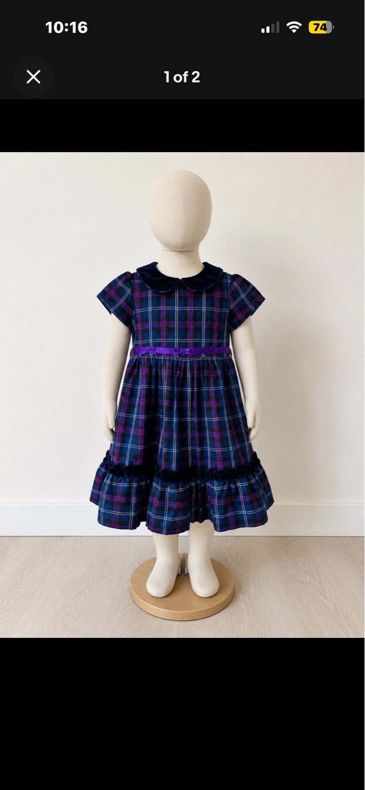Purple Navy Scottish Tartan 5 To 6 Years Girls Formal Special Occasion Dress