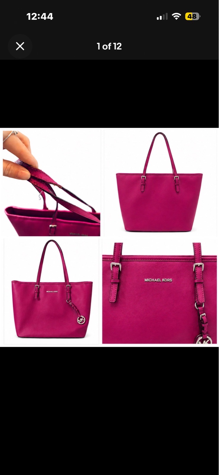 Michael Kors Jet Set Travel Top Zip Saffiano Leather Tote Raspberry