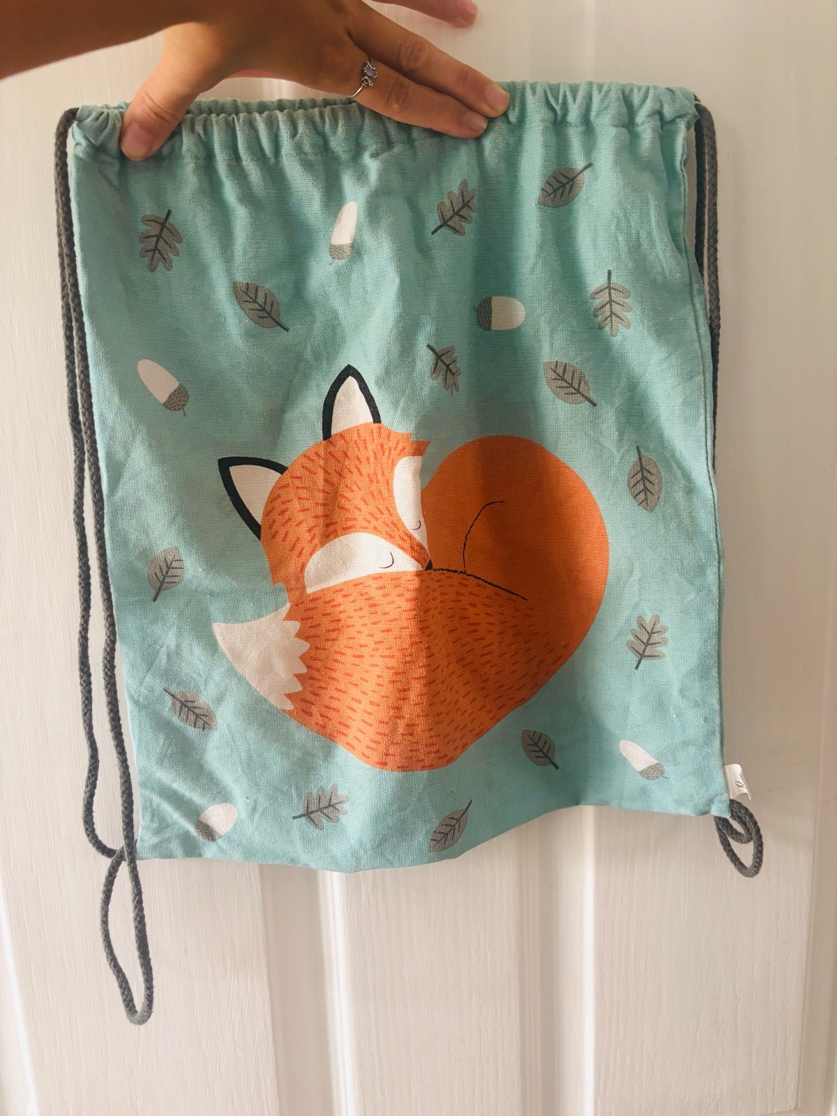 Kids fox design material drawstring bag