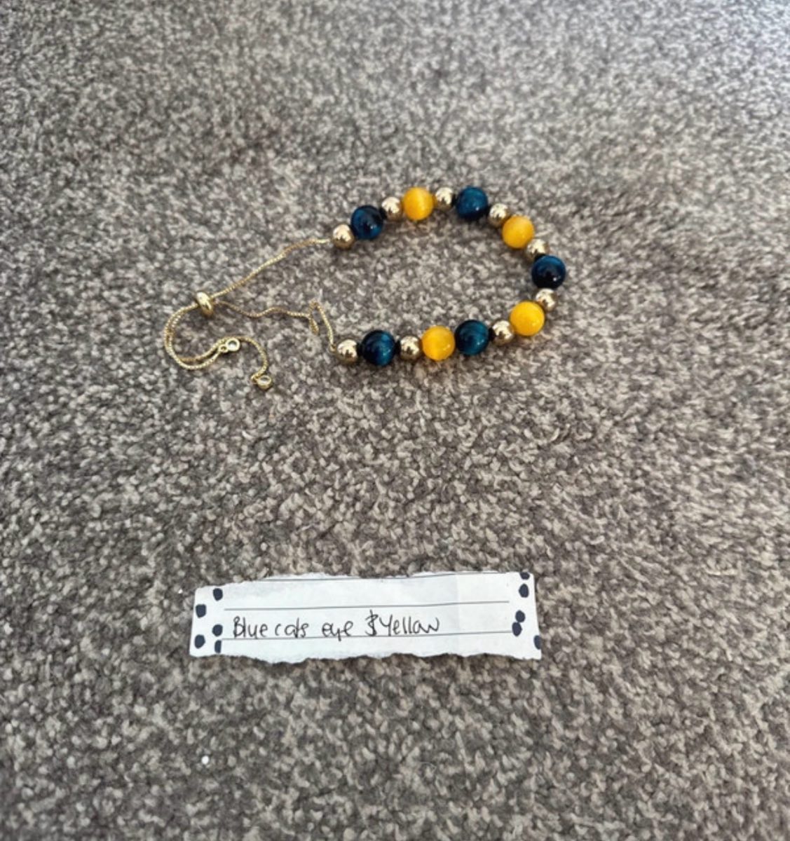 Blue cats eye & yellow bracelet