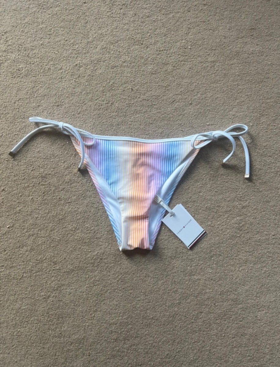 Tommy Hilfiger women’s size small pastel multicoloured striped tie bikini bottoms BNWT