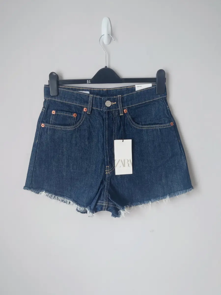 Zara denim high rise shorts size UK 10