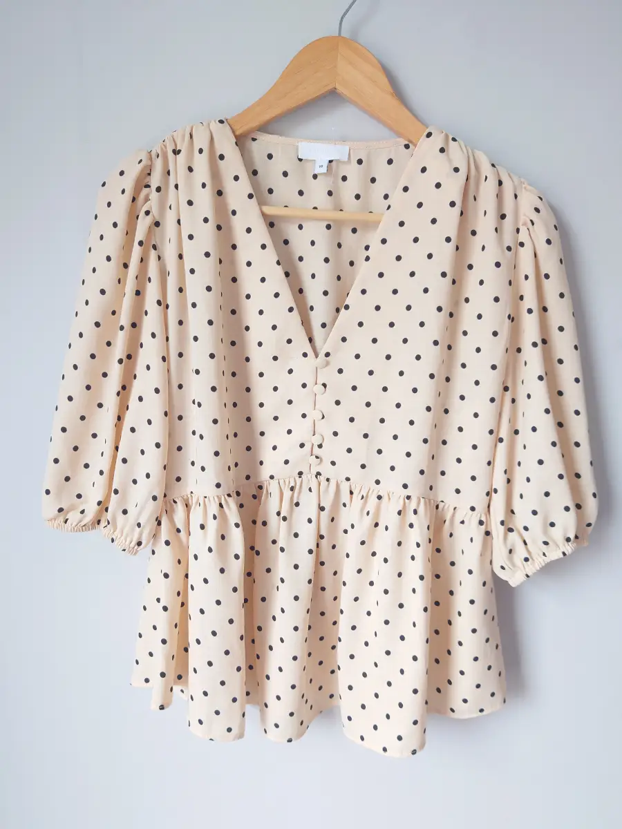 Spot print peplum blouse size UK 10