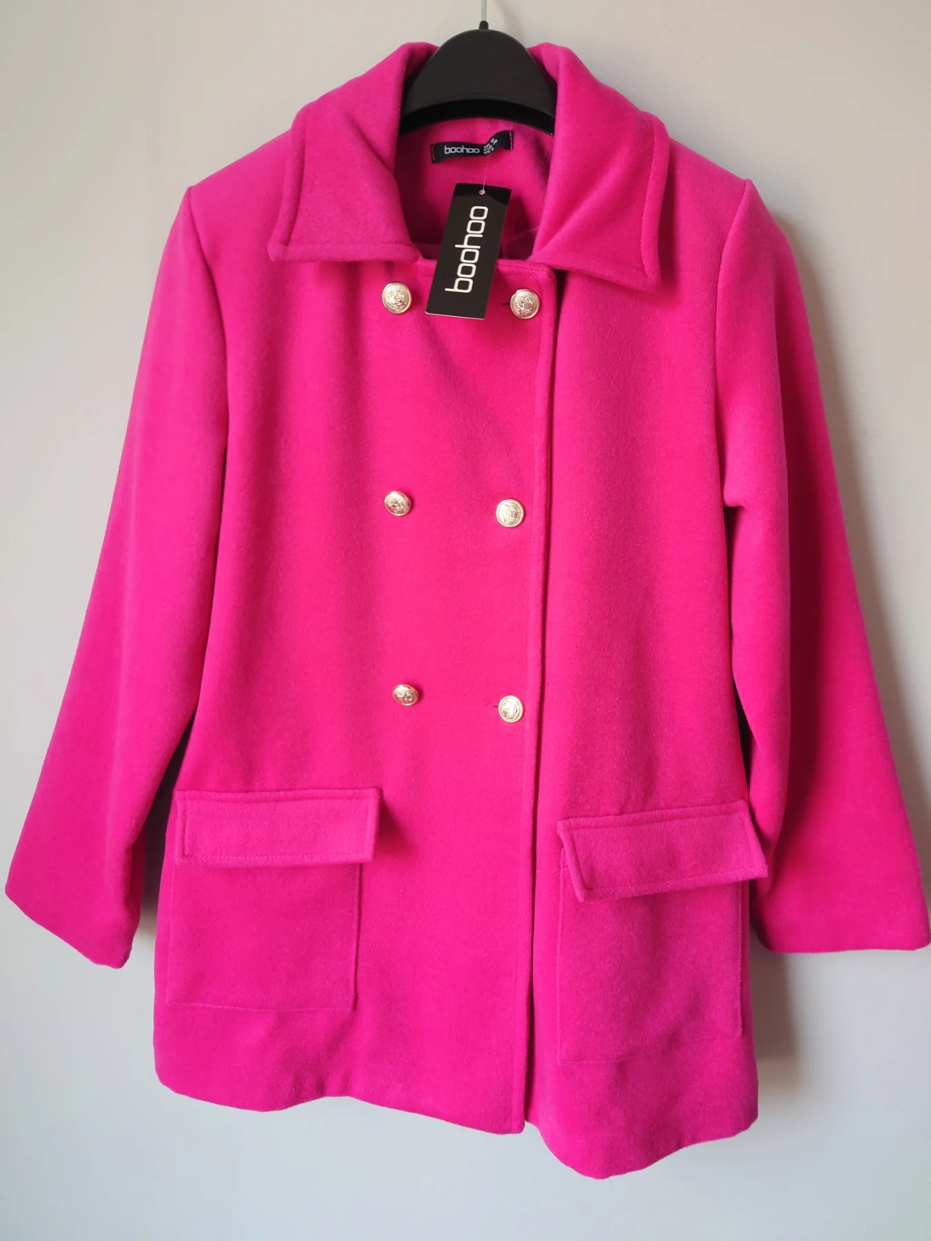 Pink double breasted coat size UK 10