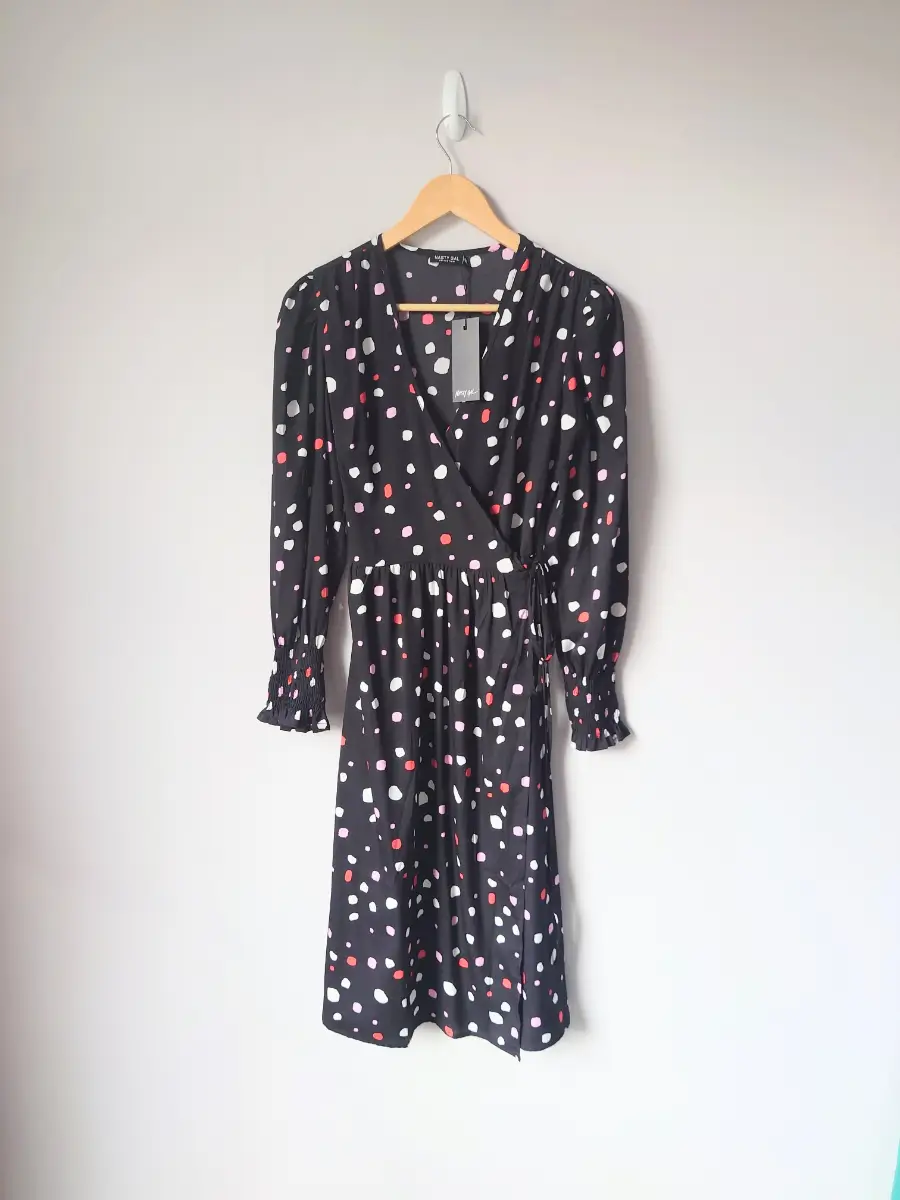 Spot print wrap dress size UK 6