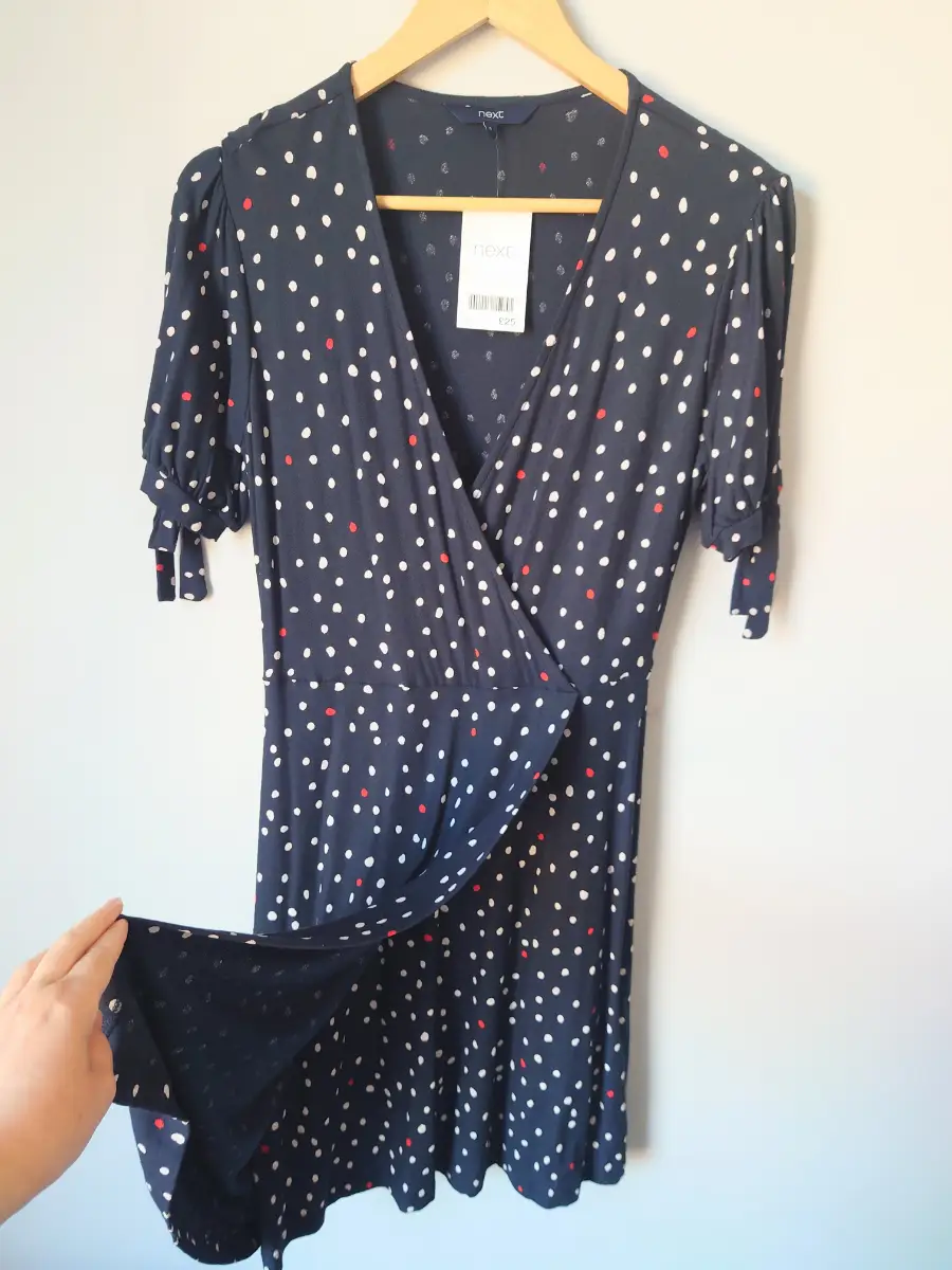 Next polka dot print wrap dress UK 8