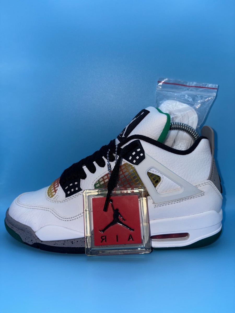 Nike Air Jordan 4 Retro Lucid Green Rasta Reggae Size Uk 4 - AQ9129-100