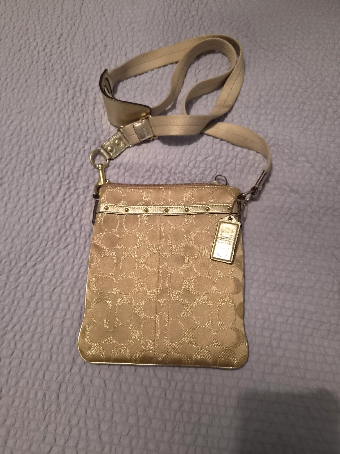 Coach Signature Metallic Gold Crossbody Bag