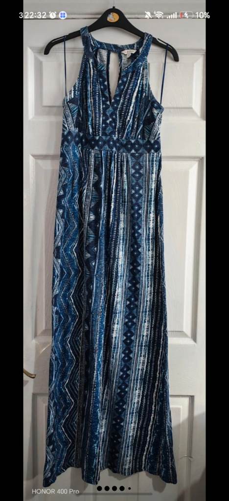 Blue halterneck monsoon summer dress size small