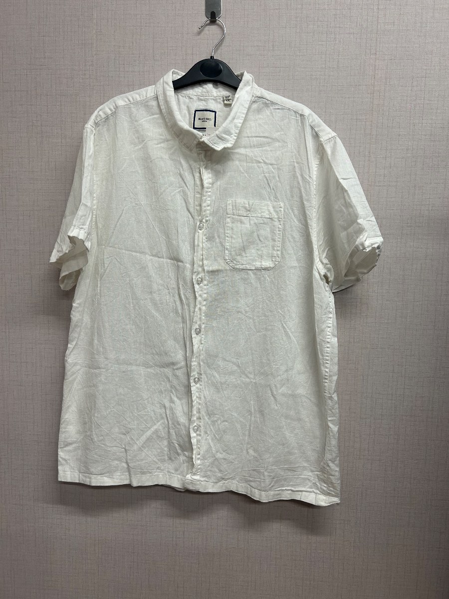 Men's Brave Soul White Short Sleeve Linen Blend Shirt - Size XXL