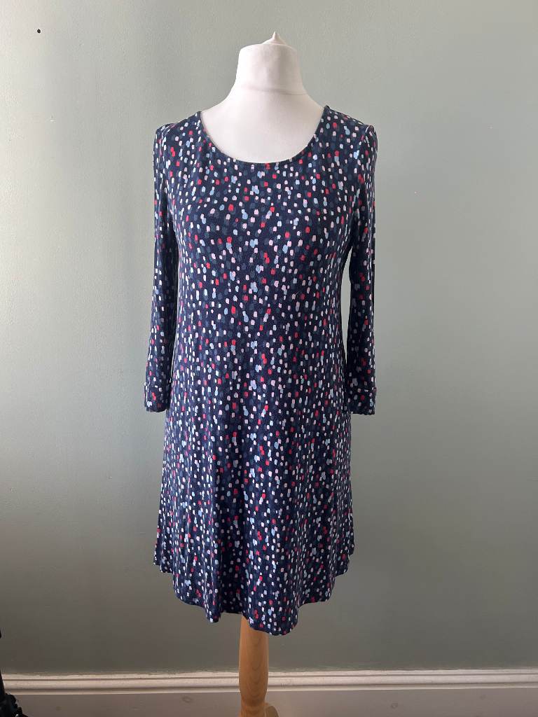 Joules Navy Abstract Print A-Line Jersey Dress - UK 10