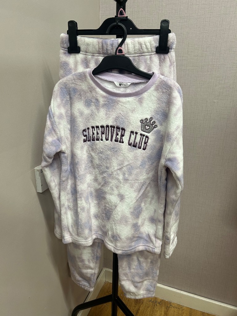 Girls V by Very "Sleepover Club" Fleece PJ Set - Lilac Tie Dye (Size 11-12)