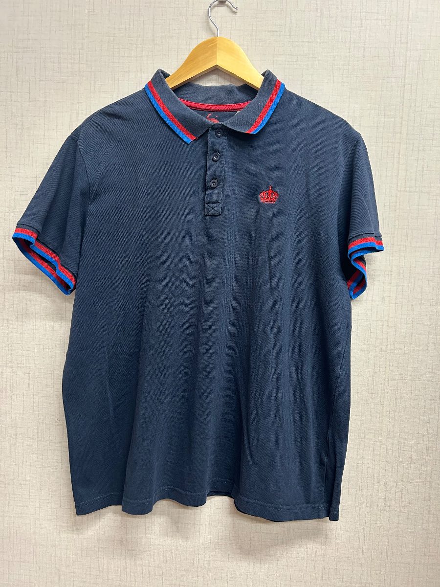 Pride & Soul Men's Polo Shirt - Size XL - Navy Blue with Red/Blue Trim (100% Cotton)