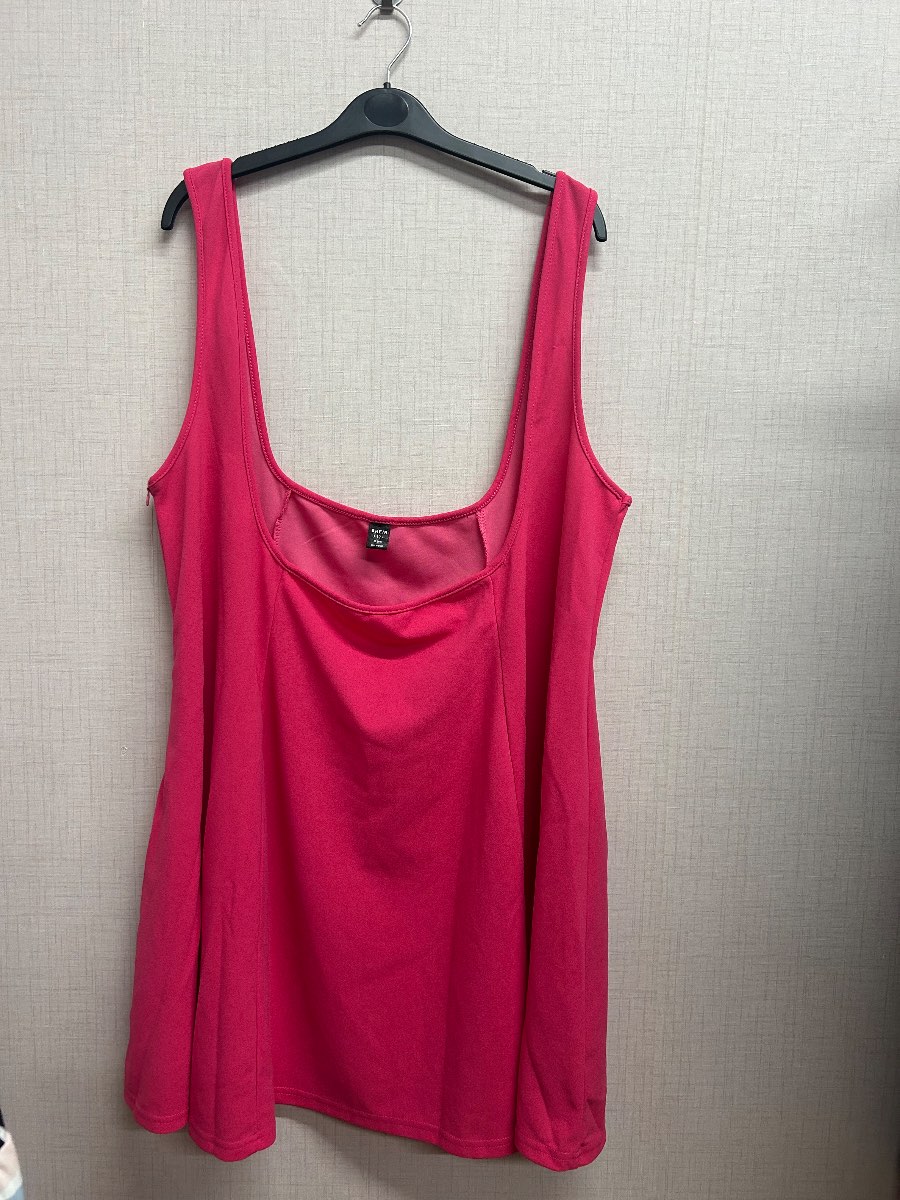 SHEIN FIT+ Hot Pink Sleeveless Tank Top Plus Size US 2X / UK 24-26 Flared Side Zip