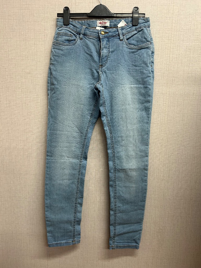 John Baner Light Wash Blue Skinny Jeans UK Size 12 Stretch Denim Slim Mid Rise