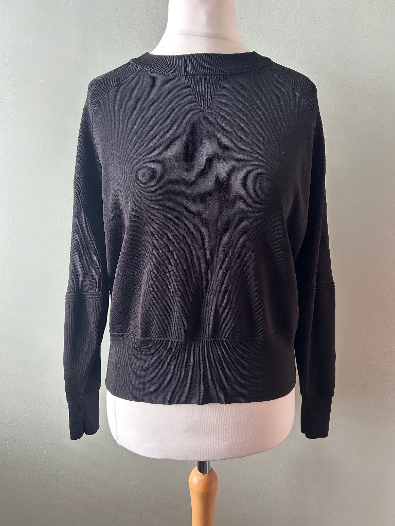 M&S Goodmove Women's Black Fine Knit Sweatshirt - Size UK 10