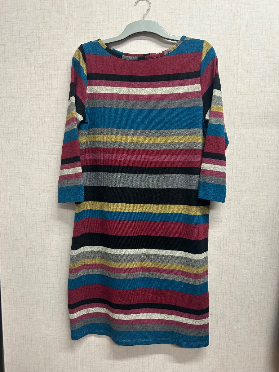 JoJo Maman Bébé Multi-Stripe Knit Dress – Size M (Maternity / Nursing friendly)