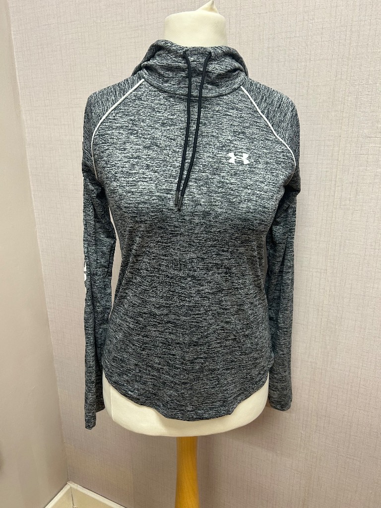 Under Armour Women’s Space-Dye Hoodie Long-Sleeve Running Top - Grey/Black - Size S