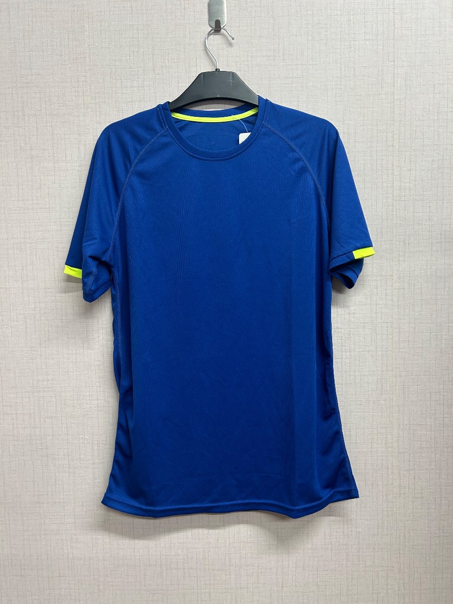 Men's Blue Sportswear T-Shirt Size S Neon Trim Short Sleeve Running Gym Tee